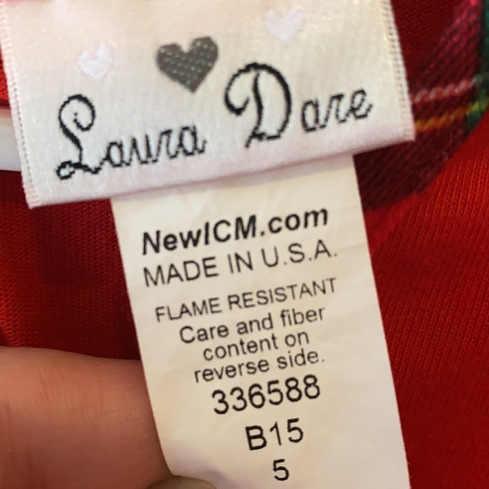Laura Dare red Christmas plaid ruffles ribbon bow longsleeve nightgown pajamas 5 - Picture 3 of 6